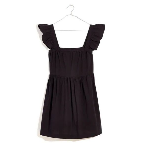 Madewell Marnay Flutter Sleeve Mini Dress Black- Size XS - Picture 2 of 9